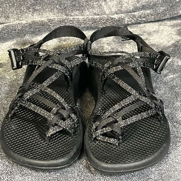 Chaco ZX3 Black/White Three Strap Classic Toe Loop Sport Sandals Women's 6 - Picture 2 of 5